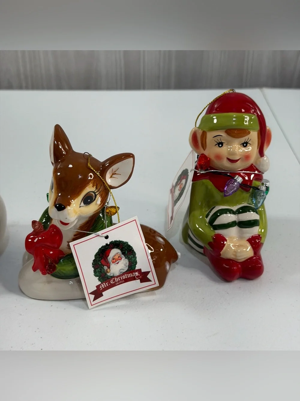 MR. CHRISTMAS Ornaments Nostalgic SANTA CLAUS - REINDEER ELF SNOWMAN SET of 4